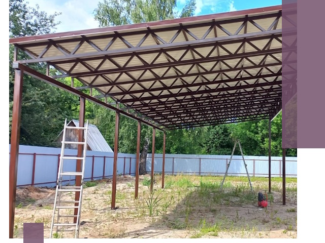 Односкатные навесы под ключ в Сестрорецке — изготовление и монтаж