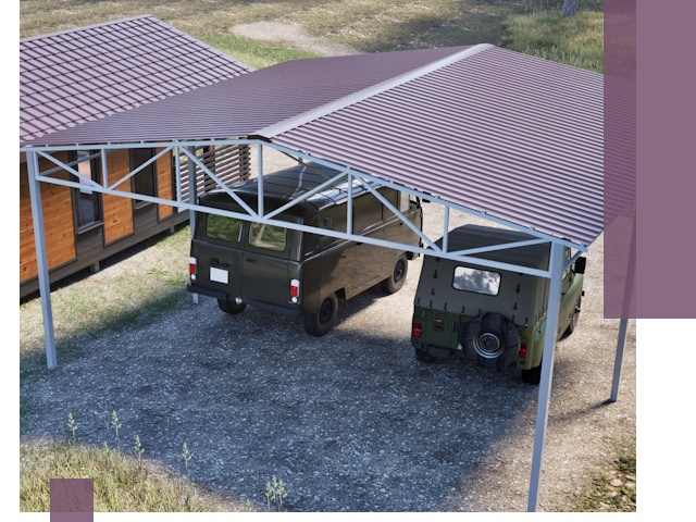 Двускатные навесы под ключ в Сестрорецке — изготовление и монтаж